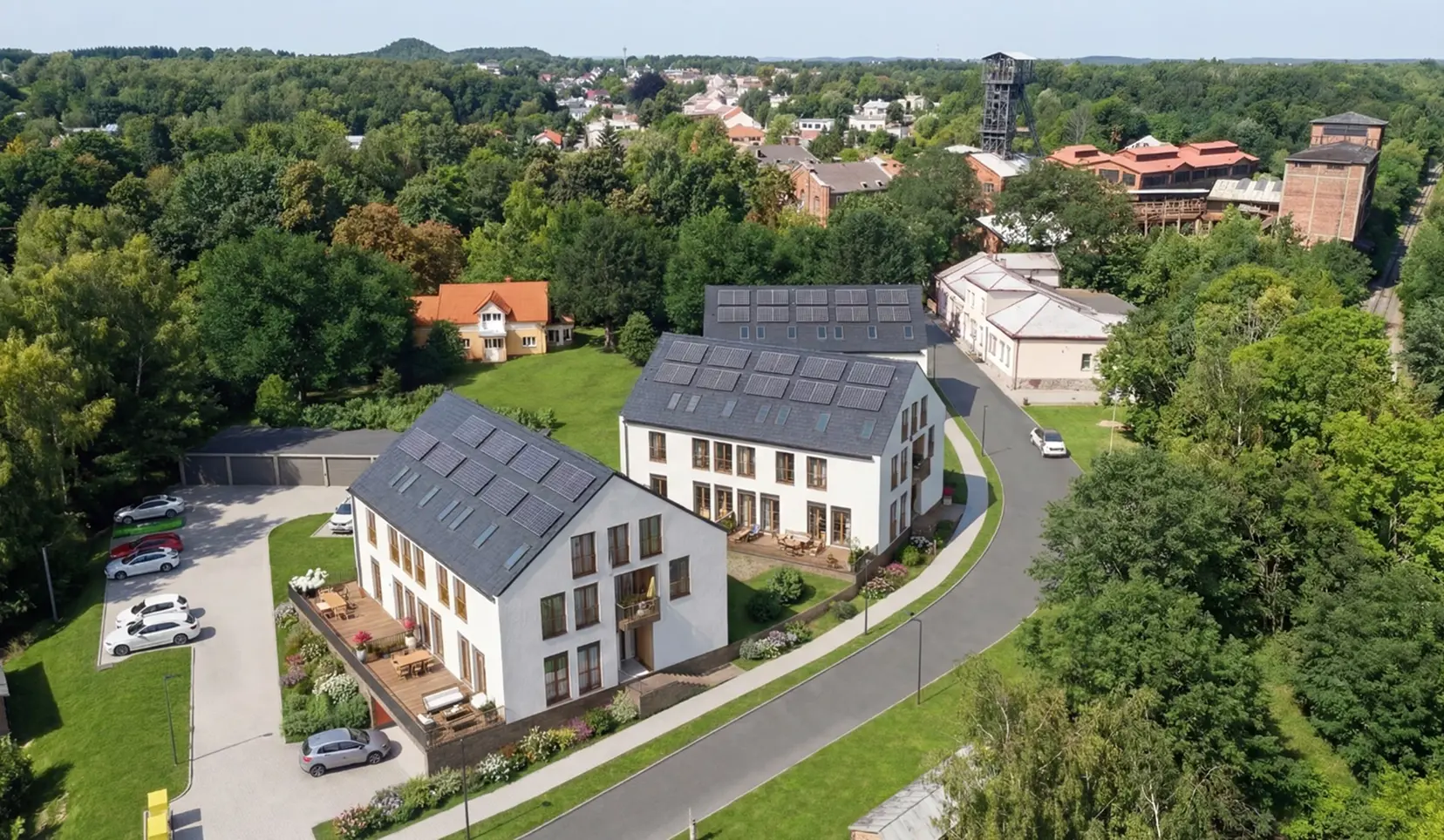 Mapa rezidence se třemi budovami